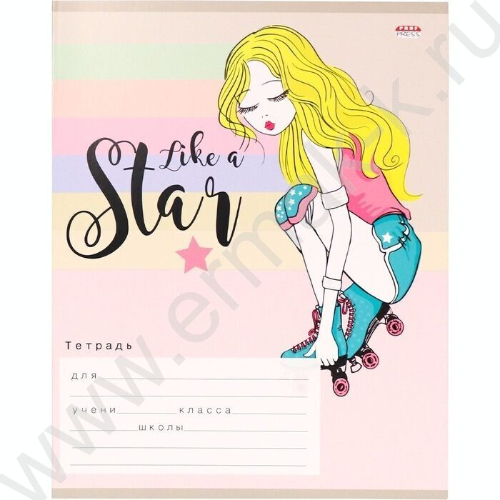 Тетрадь  12л линейка "Стильная девочка" 5видов | Фото 6