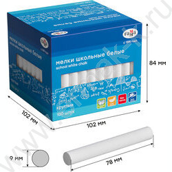 Мел белый  100шт /мягкий /круглый /картон.кор. | Фото 3