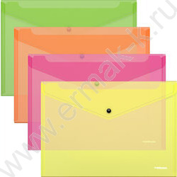 Папка-конверт на кнопке А4 Fizzy Neon ассорти | Фото 1