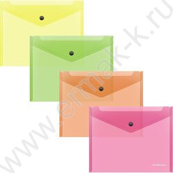 Папка-конверт на кнопке А5+ Glossy Neon полупрозрач. /ассорти | Фото 1