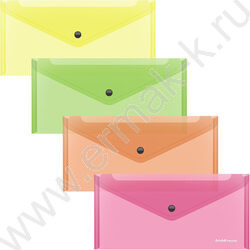 Папка-конверт на кнопке Travel Glossy Neon полупрозрач. /ассорти | Фото 1