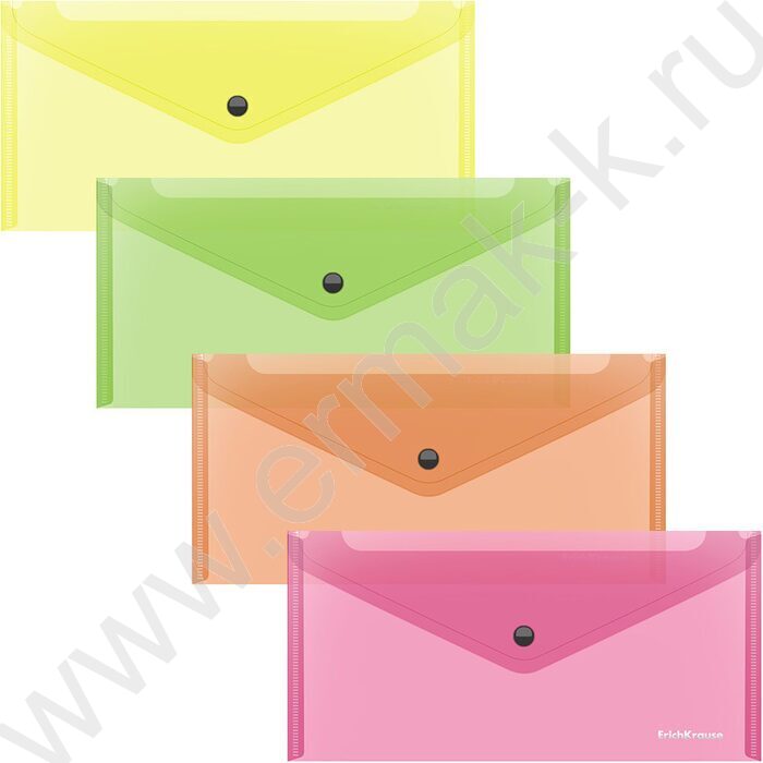 Папка-конверт на кнопке Travel Glossy Neon полупрозрач. /ассорти | Фото 1