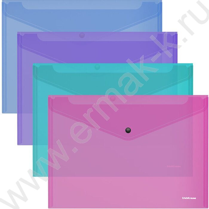 Папка-конверт на кнопке А4 Fizzy Vivid полупрозрач. /ассорти | Фото 1