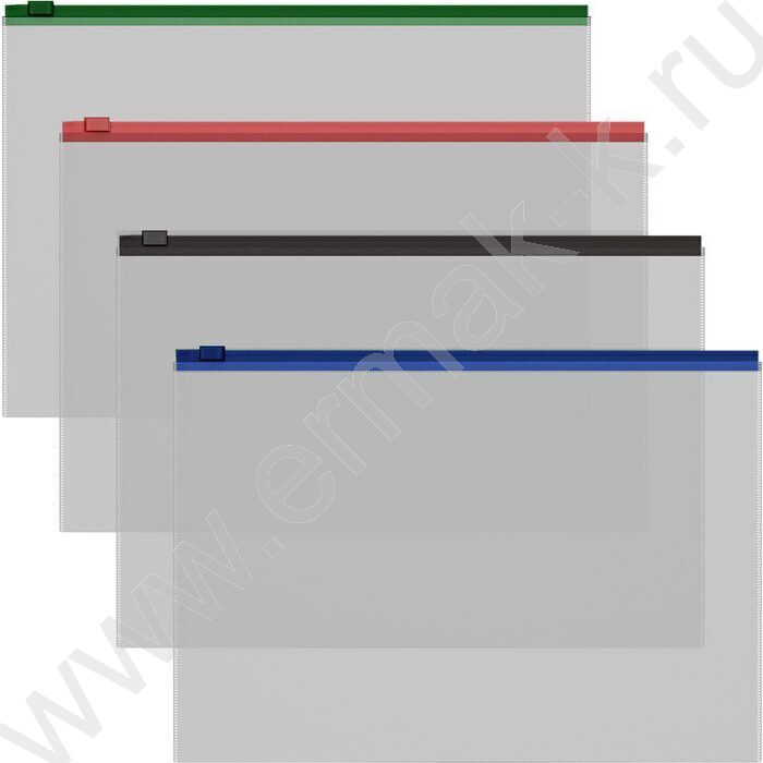 Папка-конверт на молнии А4 Zip Fizzy Clear c цветной молнией /прозрачная, ассорти | Фото 1