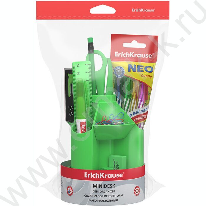 Офисный набор 13 предм. Mini Desk, Neon Solid /вращающийся /зеленый | Фото 3