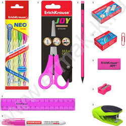 Офисный набор 13 предм. Mini Desk, Neon Solid /вращающийся /розовый | Фото 2