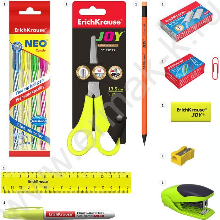 Офисный набор 13 предм. Mini Desk, Neon Solid /вращающийся /желтый | Фото 2