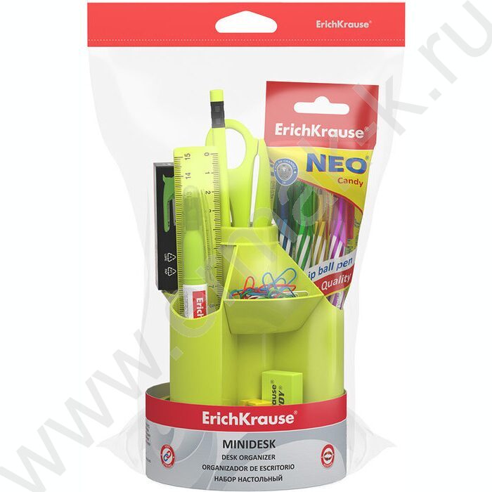 Офисный набор 13 предм. Mini Desk, Neon Solid /вращающийся /желтый | Фото 3