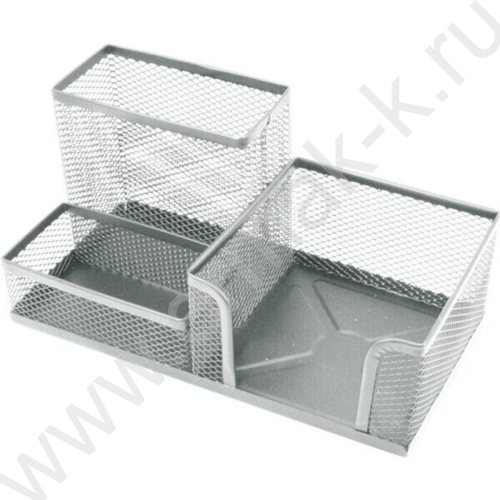 Подставка д/каранд. и ручек 20*10*10 3 секции метал. серая | Фото 1