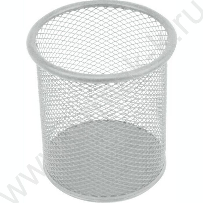 Подставка д/каранд. и ручек 8*8*9,8см круглая, метал. серая | Фото 1