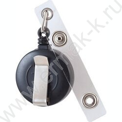 Держатель-рулетка д/бейджа круглый, черный, с металл. клипсой, длина нити в рулетке 70см | Фото 2