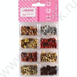 Набор пайеток декоративных 19г, круглые, граненые, размер 6*6мм, ассорти цветов /блистер | Фото 1