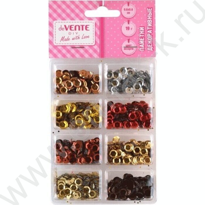 Набор пайеток декоративных 19г, круглые, граненые, размер 6*6мм, ассорти цветов /блистер | Фото 1