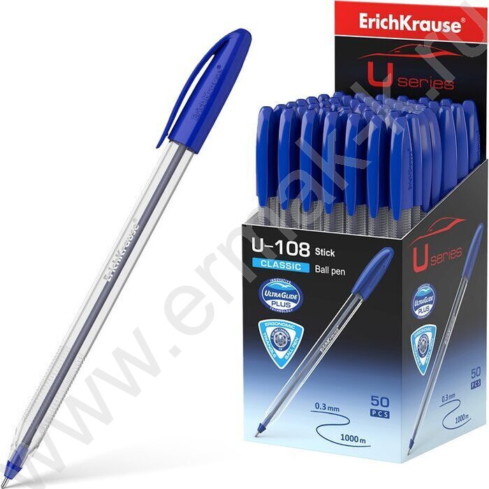 Ручка шар U-108 Stick Classic 1,0мм синяя, /форма корпуса - треугольная | Фото 2