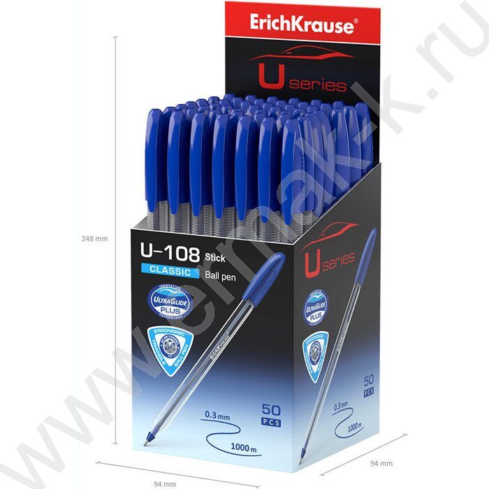 Ручка шар U-108 Stick Classic 1,0мм синяя, /форма корпуса - треугольная | Фото 4