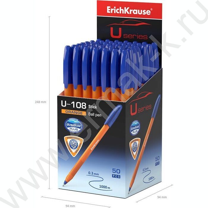 Ручка шар U-108 Stick Orange 1,0мм, синяя /форма корпуса - треугольная | Фото 4