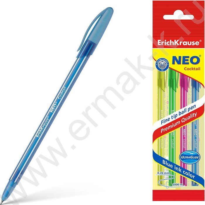 Ручка шар /набор  4шт/ Neo® Cocktail синяя | Фото 2