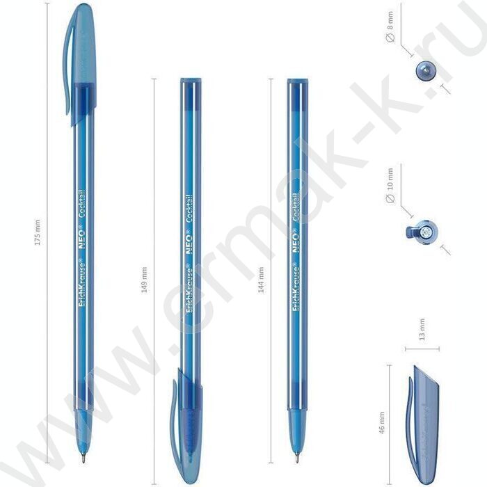 Ручка шар /набор  4шт/ Neo® Cocktail синяя | Фото 3