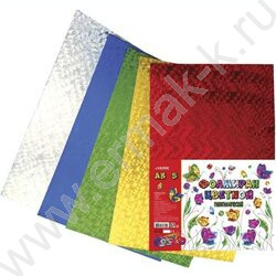 Фоамиран цветной голографический А3  5л/5цв 2мм пл.пакет с европодвесом | Фото 1