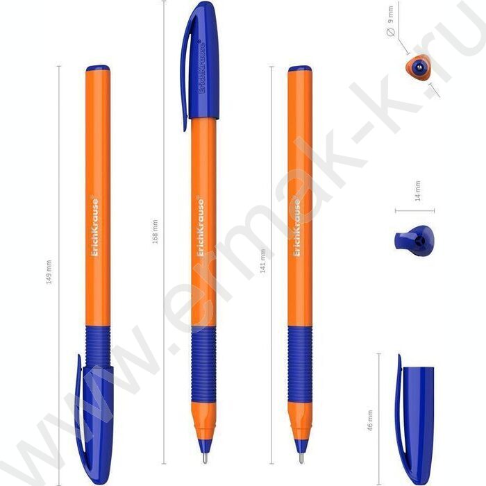 Ручка шар U-109 Stick&Grip Orange 1,0мм, синяя /форма корп. - треугольная | Фото 3