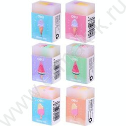 Ластик прямоугольный 38*25*17мм ассорти, индивид. картон.упаковка | Фото 1