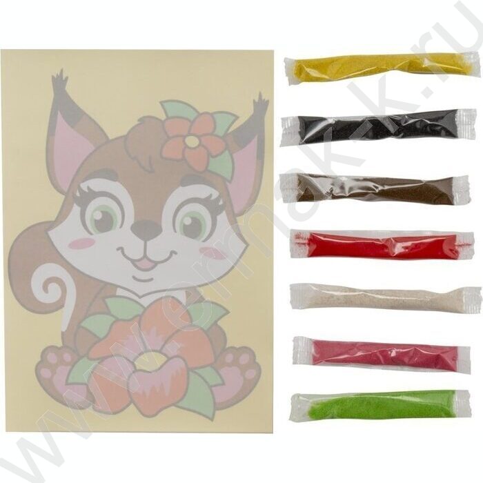 Набор д/творчества Фреска. Картина из песка "Белочка с цветком" | Фото 3