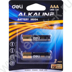 Батарейка "Deli" алкалиновая, ААА, LR03 /блистер 2шт/ | Фото 1
