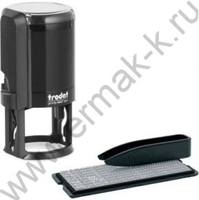 Печать самонаборная автомат d=42мм 2круга текста,пластик черная