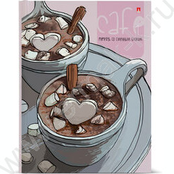 Тетрадь 160л клетка/кольца "Кофемания.Горячий шоколад" со смен.блоком | Фото 1