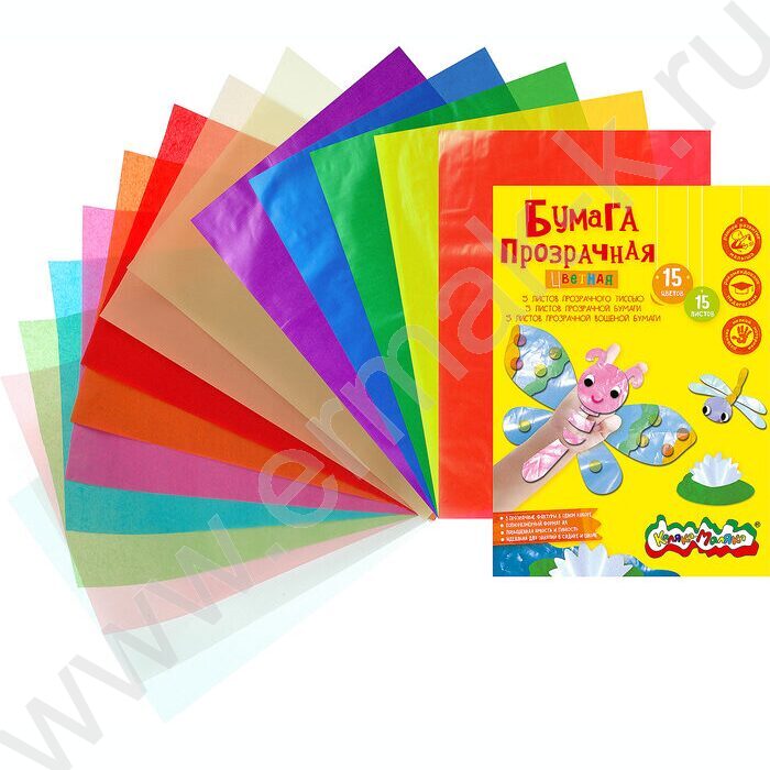 Бумага цв. прозрачная А4  15л/15цв | Фото 2