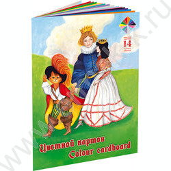 Картон цв. Двухсторонний мелов. А4 14л/14цв Хитрец | Фото 1