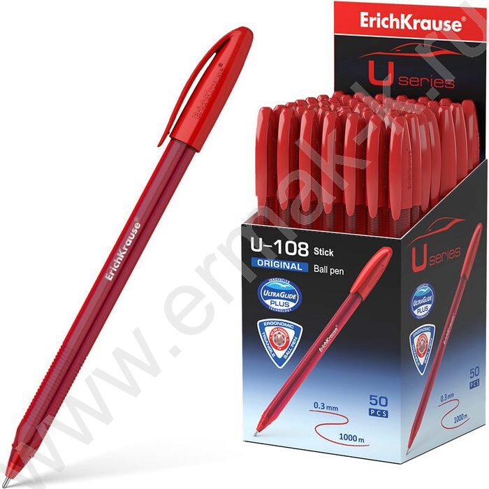 Ручка шар U-108 Stick Original 1,0мм, красная /форма корпуса - треугольная | Фото 2