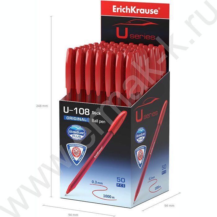 Ручка шар U-108 Stick Original 1,0мм, красная /форма корпуса - треугольная | Фото 4