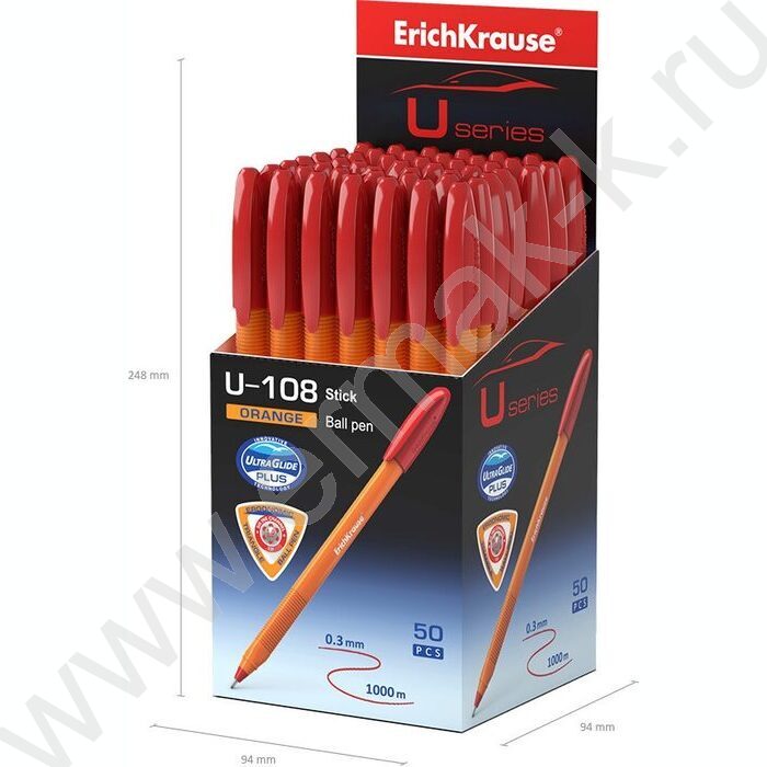 Ручка шар U-108 Stick Orange 1,0мм, красная /форма корпуса - треугольная | Фото 4