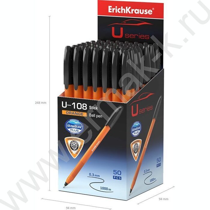Ручка шар U-108 Stick Orange 1,0мм, черная /форма корпуса - треугольная | Фото 4