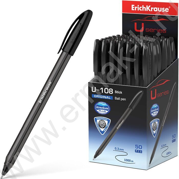 Ручка шар U-108 Stick Original 1,0мм, черная /форма корпуса - треугольная | Фото 2