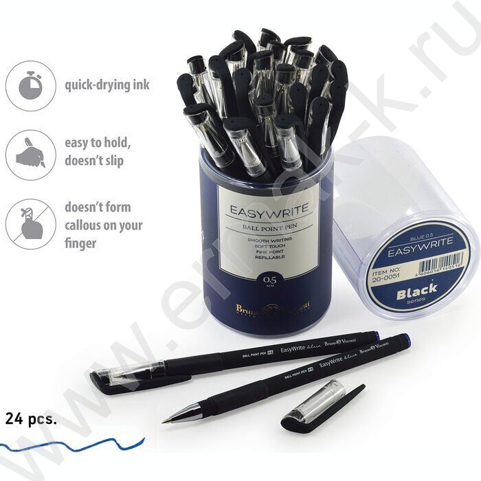 Ручка шар EasyWrite.Black синяя 0,5мм /антискольз.корпус/резин.держатель/ | Фото 4