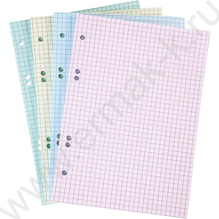 Сменный блок А5 200л 4х цв.тонированный блок универсальная перфорация 8 отверстий в индив.упак. | Фото 2