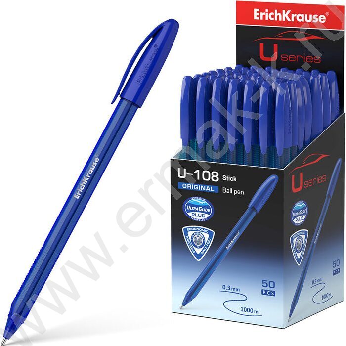 Ручка шар U-108 Stick Original 1,0мм синяя, /форма корпуса - треугольная | Фото 2