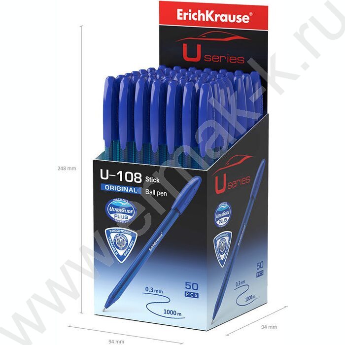 Ручка шар U-108 Stick Original 1,0мм синяя, /форма корпуса - треугольная | Фото 4