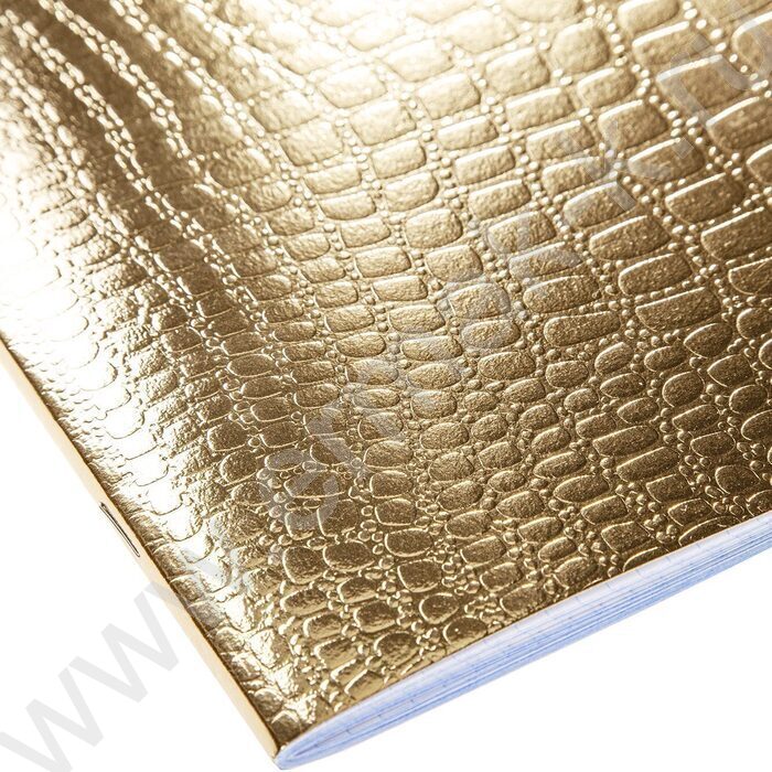 Тетрадь  48л клетка "Бум/винил" METALLIC тиснение CROCO золото | Фото 4
