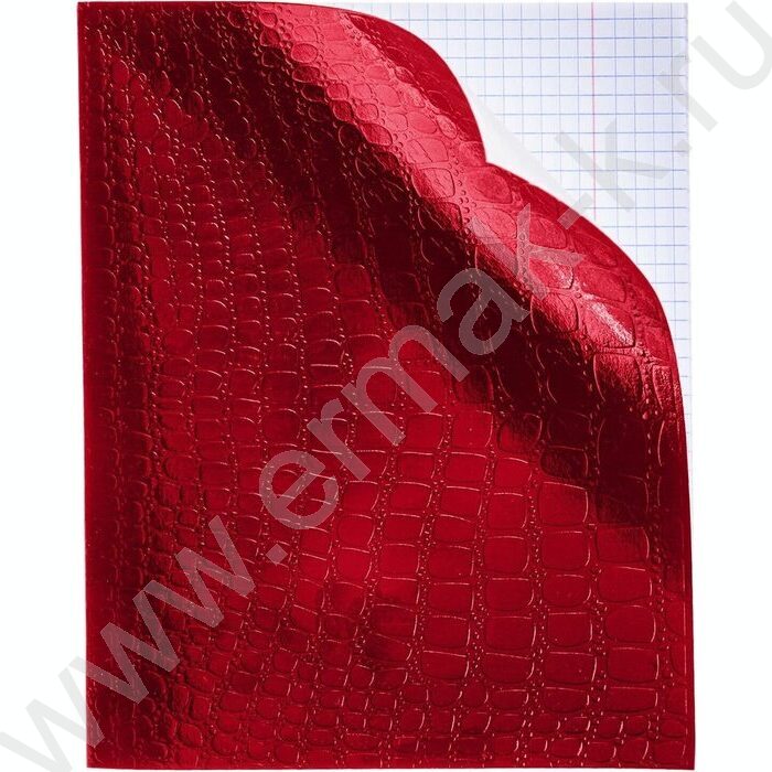 Тетрадь  48л клетка "Бум/винил" METALLIC тиснение CROCO красный | Фото 2