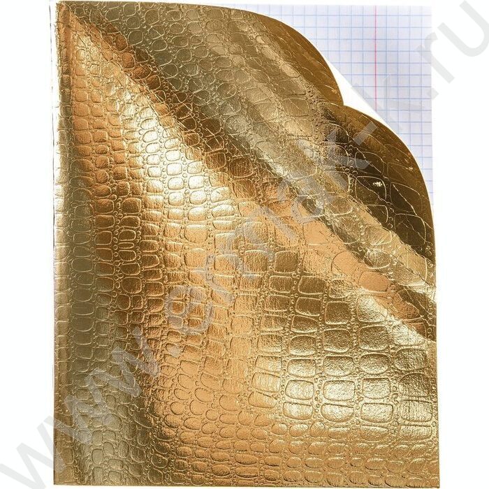 Тетрадь  96л клетка "Бум/винил" METALLIC тиснение CROCO золото | Фото 2