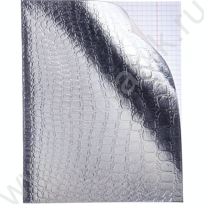 Тетрадь  96л клетка "Бум/винил" METALLIC тиснение CROCO серебро | Фото 2