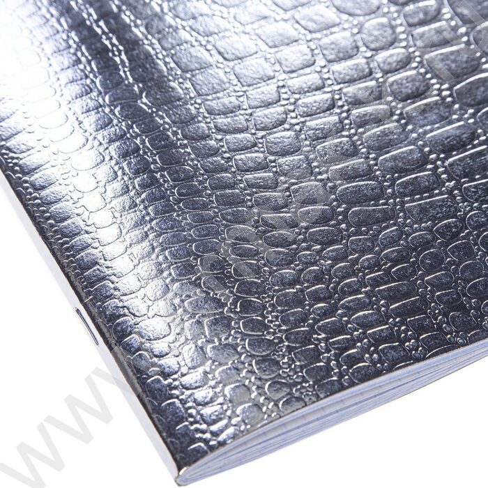 Тетрадь  96л клетка "Бум/винил" METALLIC тиснение CROCO серебро | Фото 3