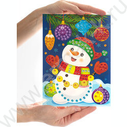 Набор д/творчества Рисунок из страз "Снеговик" (с елочными игрушками) | Фото 5