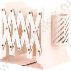 Подставка д/книг телескопическая 19*14,7*9см с подставкой д/ручек /метал., белая | Фото 1