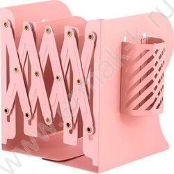 Подставка д/книг телескопическая 19*14,7*9см с подставкой д/ручек /метал., розовая | Фото 1