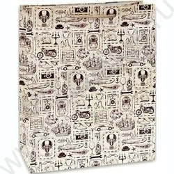 Пакет подарочный с глянцевой лам.157гр 26,4*32,7*13,6см (L) Ретропутешествие | Фото 1