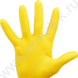 Перчатки резиновые с хлопковым напылением L "Стандарт+" /супер прочные, желтые | Фото 3